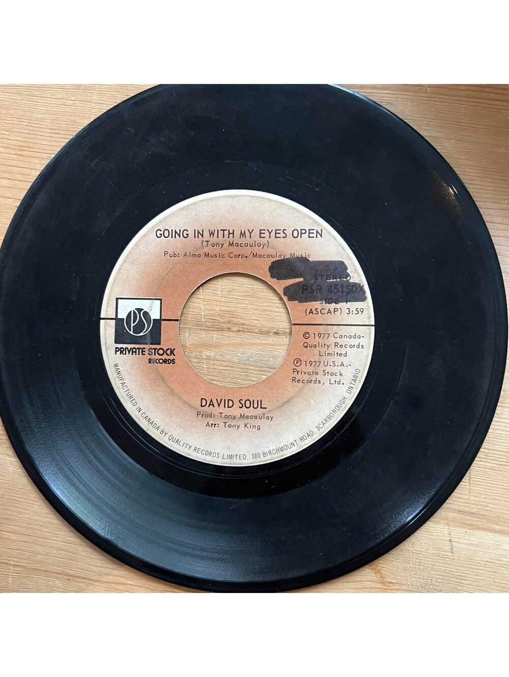 David Soul - Going in with my Eyes Open/Topagna 45rpm VG+ R18